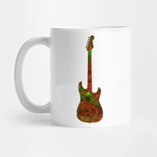 Red on Green Flame Guitar Silhouette Mug